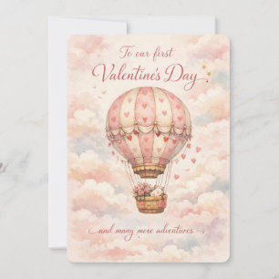 Tarjeta Festiva Primer Día de San Valentín en Globo Aerostático Ca