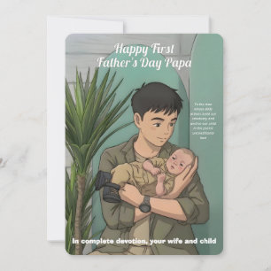 Tarjeta Festiva Primer Día del Padre con Estilo Anime Caprichoso