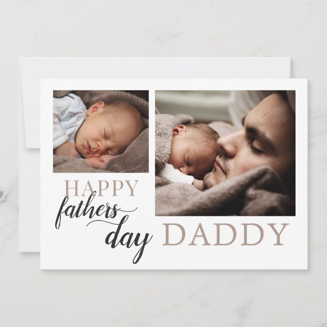 Tarjeta Festiva Primer Día del Padre desde la foto del Recién naci (Anverso)