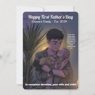 Tarjeta Festiva Primer Día del Padre Nocturno con Estilo Anime Cap
