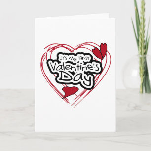 Tarjeta Festiva Primer El día de San Valentín del texto del corazó