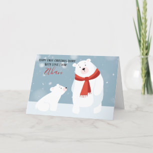 Tarjeta Festiva Primer papi navideño oso polar personalizado