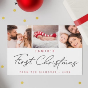 Tarjeta Festiva Primer Personalizado navideño moderno 3 fotos