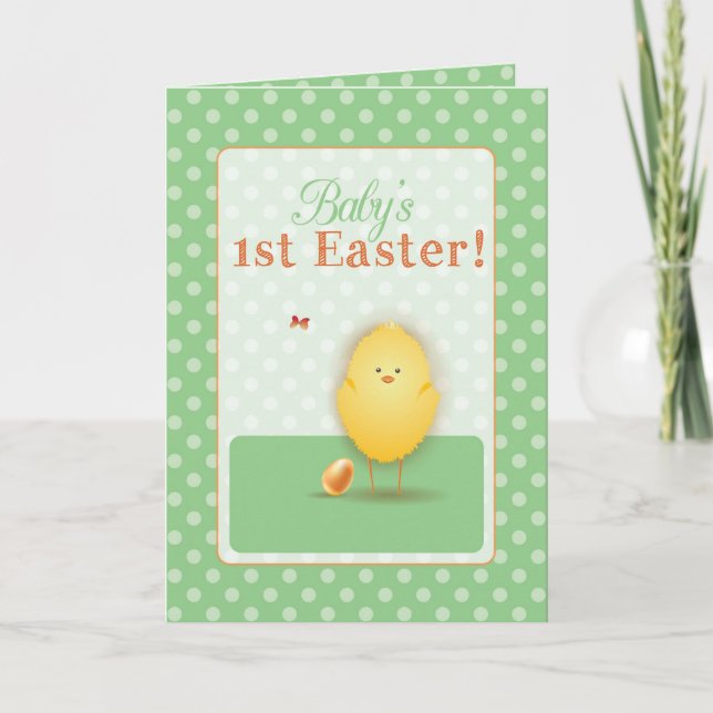 Tarjeta Festiva Primer polluelo lindo de Pascua del bebé con el (Anverso)