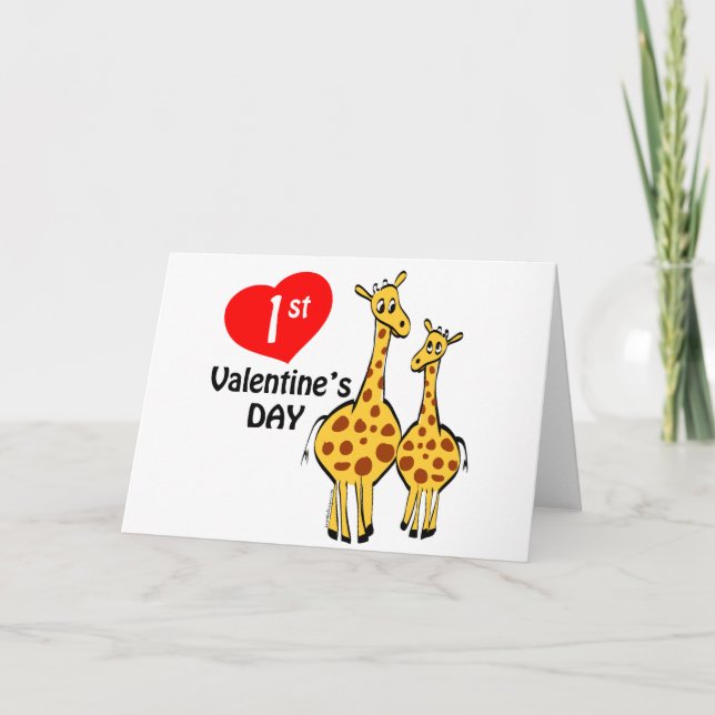Tarjeta Festiva Primer tema del Día de San Valentín Giraffe (Anverso)