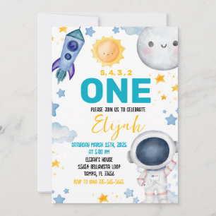 Tarjeta Festiva Primer viaje por el espacio astronauta por el cump