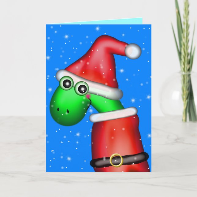 Tarjeta Festiva Primera caída de nieve de los dinosaurios (Anverso)