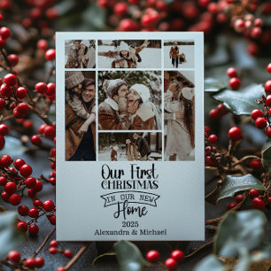 Tarjeta Festiva Primera casa de 7 Navidades Minimalistas de fotogr