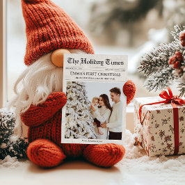 Tarjeta Festiva Primera foto de la familia de bebés navideños en e