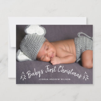 Tarjeta Festiva Primera foto navideña de Hand Lettered Baby