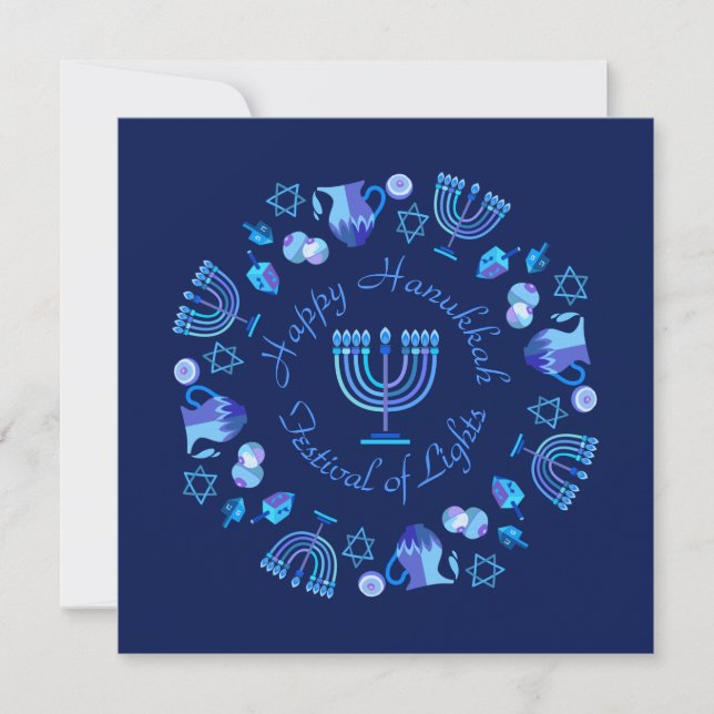 Tarjeta Festiva Primera vela de Hanukkah personalizada (Anverso)