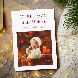 Tarjeta Festiva Primeras bendiciones navideñas lindo foto de bebé