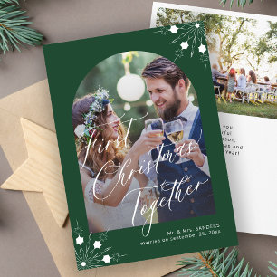 Tarjeta Festiva Primeras copas de nieve para los recién casados en