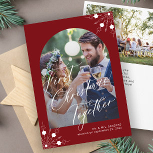 Tarjeta Festiva Primeras copas de nieve para los recién casados en