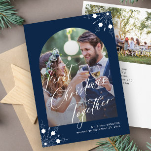 Tarjeta Festiva Primeras copas de nieve para los recién casados en