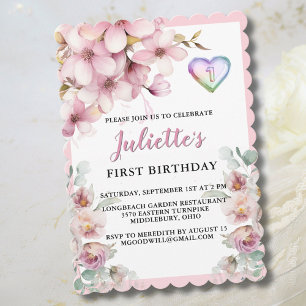 Tarjeta Festiva Primerísima Flores De Agua Rosa