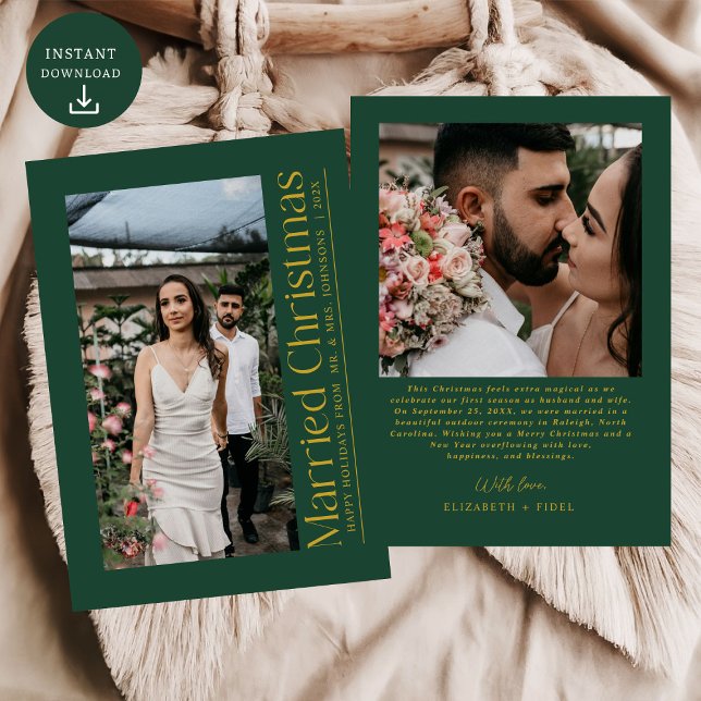 Tarjeta Festiva Primeros Navidades casados Foto de recién casados  (Subido por el creador)