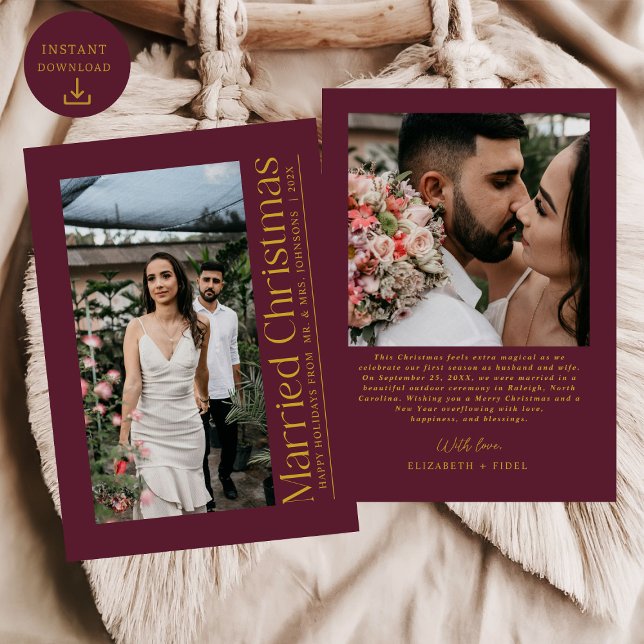 Tarjeta Festiva Primeros Navidades casados Foto de recién casados  (Subido por el creador)