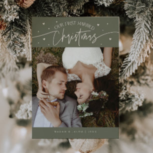 Tarjeta Festiva Primeros Navidades casados Foto de reciente matrim
