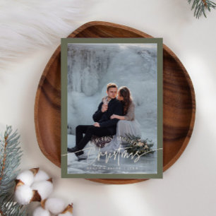 Tarjeta Festiva Primeros Navidades casados Foto de reciente matrim