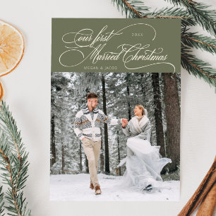Tarjeta Festiva Primeros Navidades casados Foto de reciente matrim