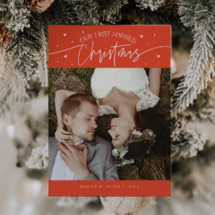 Tarjeta Festiva Primeros Navidades casados Fotografía recién casad