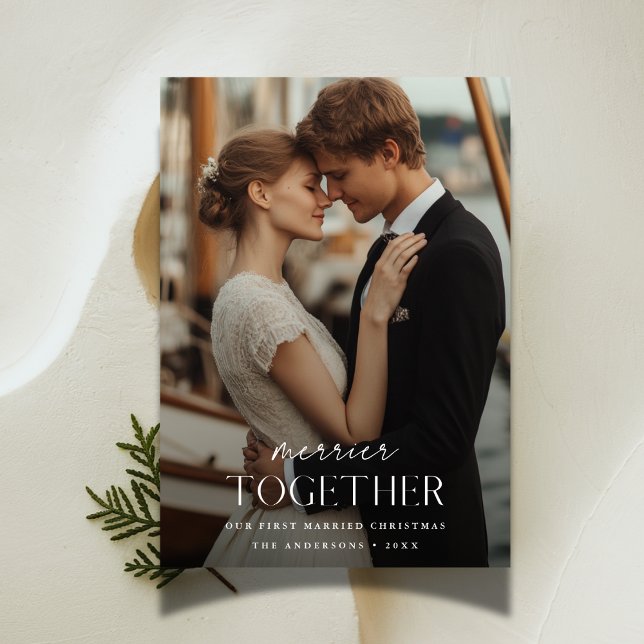 Tarjeta Festiva Primeros Navidades casados Merrier juntos foto (Subido por el creador)