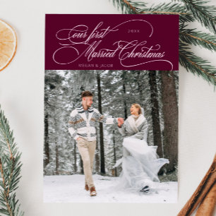 Tarjeta Festiva Primeros Navidades casados recién casados Foto Cra