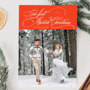 Tarjeta Festiva Primeros Navidades casados recién casados Foto Ret