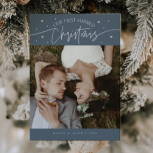 Tarjeta Festiva Primeros Navidades casados recién casados Photo Sl