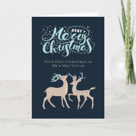 Tarjeta Festiva Primeros Navidades de venado personalizados de Nav