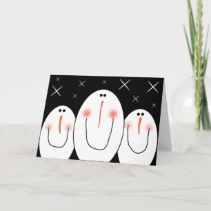 Tarjeta Festiva Primitive Folk Art Snowman