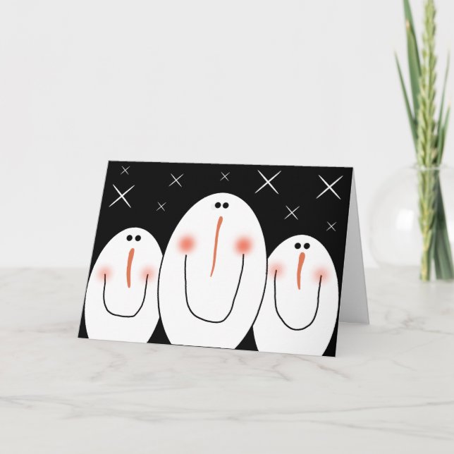 Tarjeta Festiva Primitive Folk Art Snowman (Anverso)