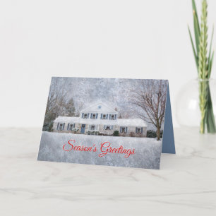 Tarjeta Festiva Primitive Winter Snow Country Rustic Open House