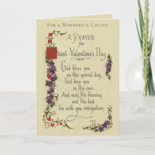 Tarjeta Festiva Primo católico religioso de San Día de San Valentí (Anverso)