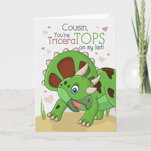 Tarjeta Festiva Primo San Valentín eres el dinosaurio de TriceraTO (Anverso)