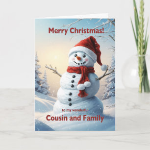 Tarjeta Festiva Primo y Navidades familiares Snowman