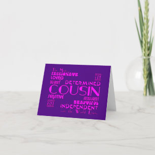 Tarjeta Festiva Primos Fiestas de cumpleaños y Navidades : Cualida