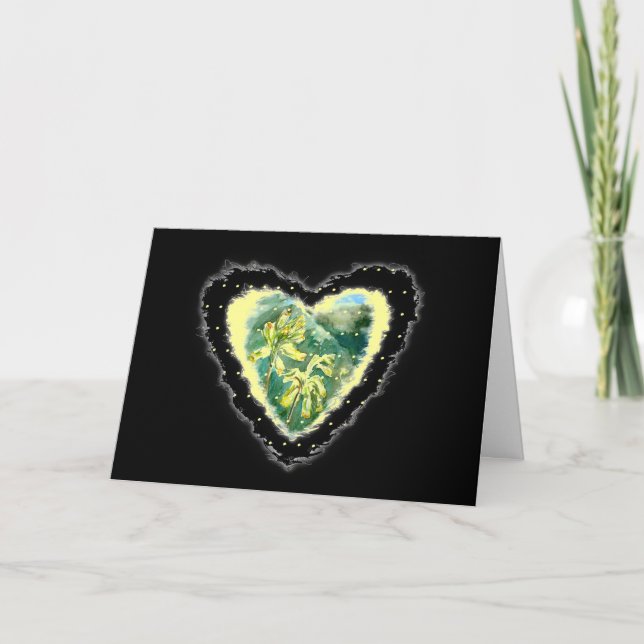 Tarjeta Festiva Primula Heart Romance Valentine Love Card (Anverso)