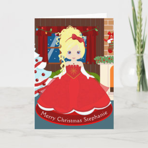 Tarjeta Festiva Princesa de Navidades rubios