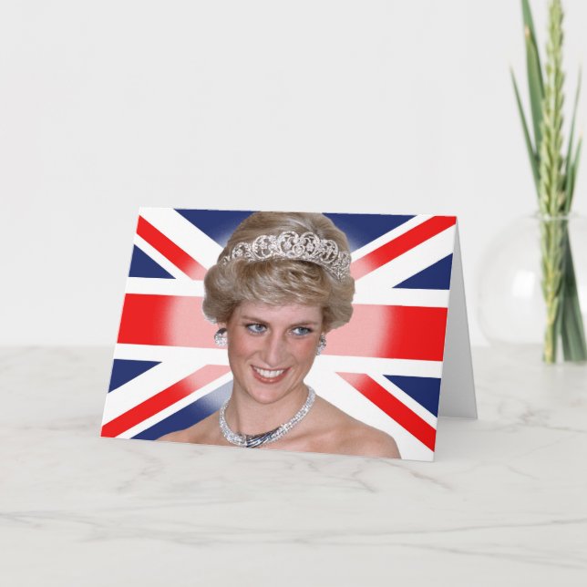 Tarjeta Festiva Princesa Diana Union Jack (Anverso)