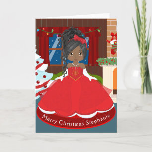 Tarjeta Festiva Princesa Navidades negros