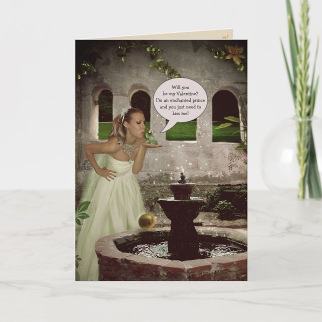 Tarjeta Festiva Príncipe Rana San Valentín (personalizable) (Anverso)