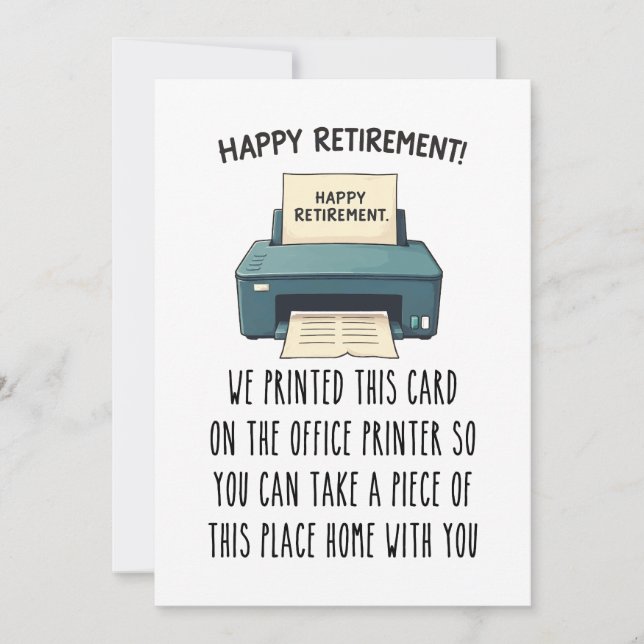 Tarjeta Festiva Printable Retirement Card, Funny Retirement Gift (Anverso)