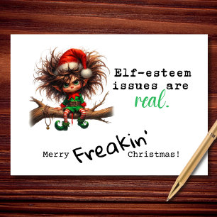 Tarjeta Festiva Problemas de Autoestima de Duende Navideño Diverti