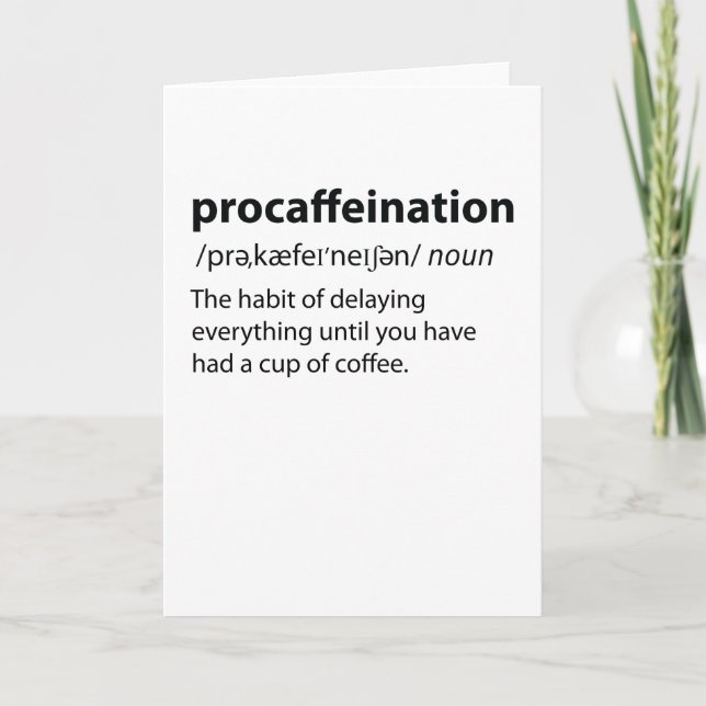 Tarjeta Festiva Procaffeination Funny Dictionary Definition (Anverso)