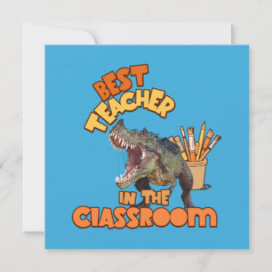 Tarjeta Festiva Profesor de Arte de Dinosaurio Divertido Aula Crea