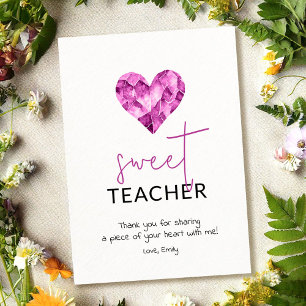 Tarjeta Festiva Profesor dulce con corazón púrpura