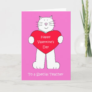 Tarjeta Festiva Profesor feliz gato Personalizado del día de San V