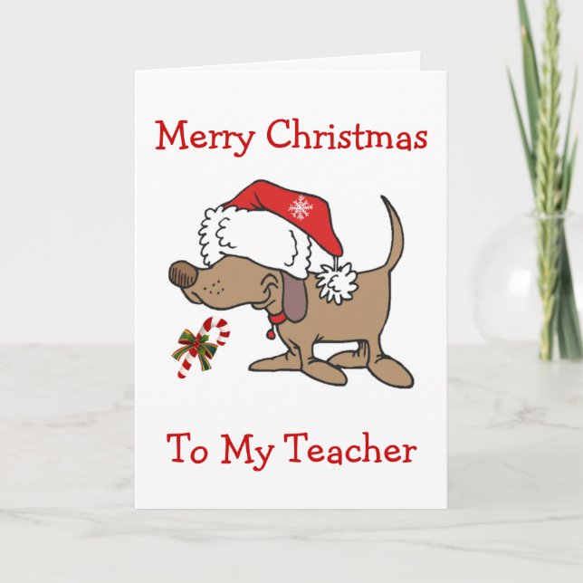 TARJETA FESTIVA PROFESOR/NAVIDADES-NAVIDADES PUPPER PARA PROFESOR (Anverso)